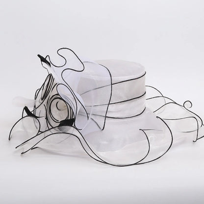 Femmes élégantes chapeau de soleil Organza Fedoras été chapeaux de soleil femmes Kentucky Derby large bord casquette de plage mariage Cocktail thé fête chapeaux