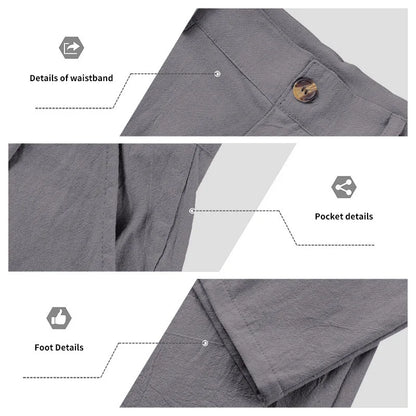 BERAKAH SUPRÊME – pantalon de costume décontracté en lin pour hommes, couleur unie, nouvelle mode, pantalon de plage à jambes larges, européen et américain