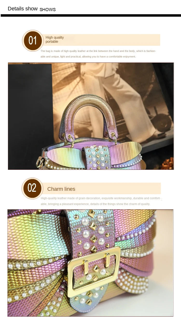 Sac en Cuir group avec Ailes Rivetées pour Femme, Sacoche de Caractère, Nouvelle Collection 2024