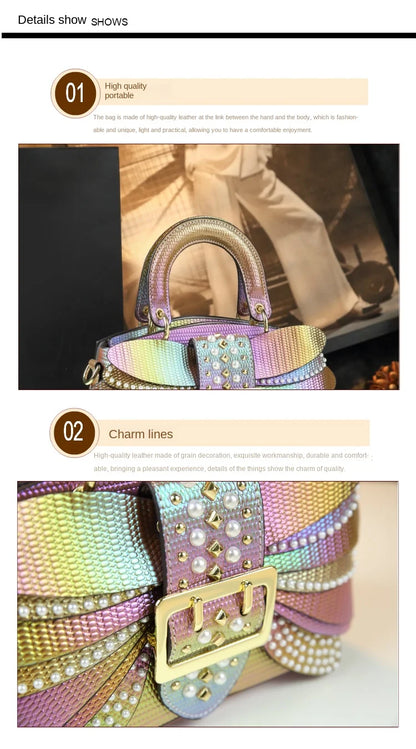 Sac en Cuir group avec Ailes Rivetées pour Femme, Sacoche de Caractère, Nouvelle Collection 2024