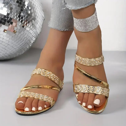 Summer Women Slippers Square Head Snake Pattern Shoes New Flat Bottom Slippers Women Transparent Belt Sandals Slides Women