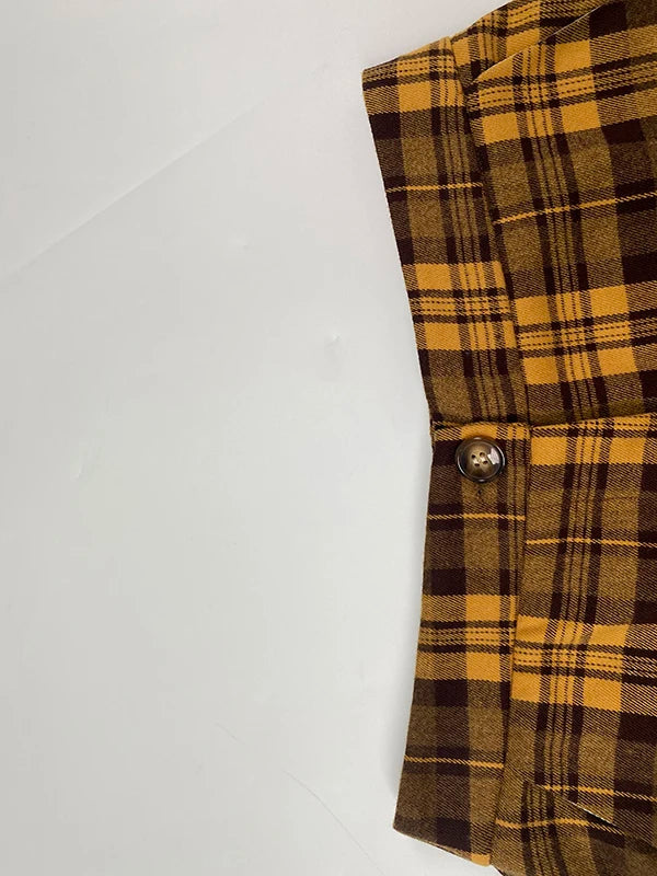 Krisstargirl 2 pièces ensembles tenue pour femmes été automne Plaid vêtements d'extérieur gilet haut pantalon à jambes larges correspondant costumes femme