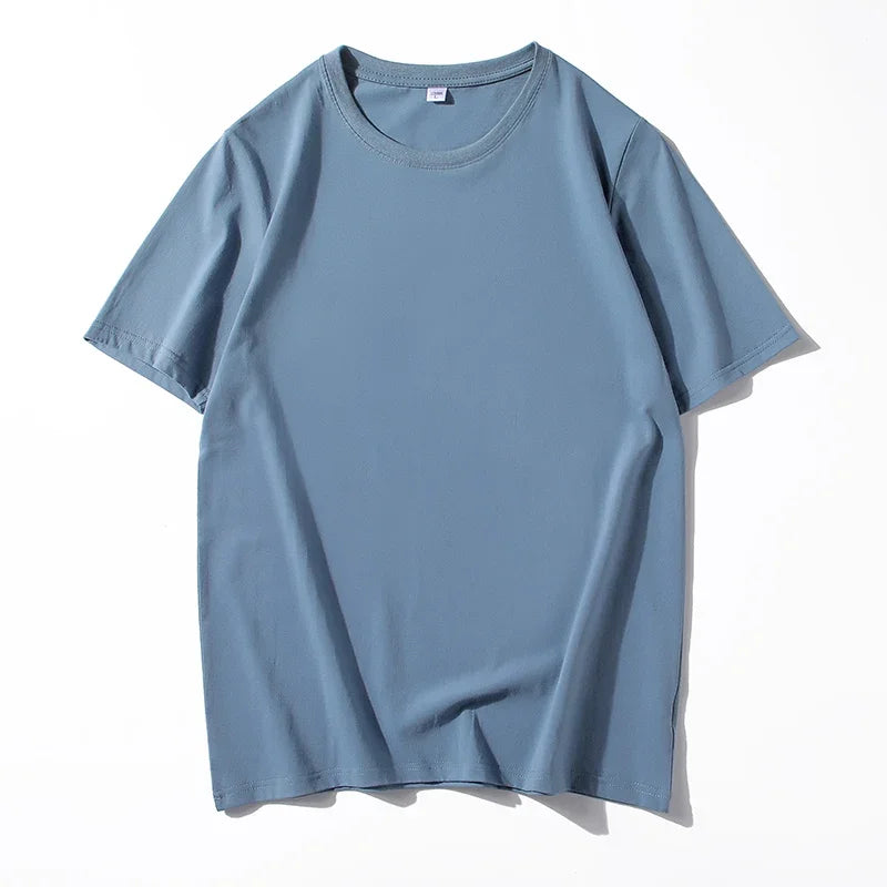 T-shirt manches courtes homme, uni et décontracté, 100% coton, 12 pièces, été