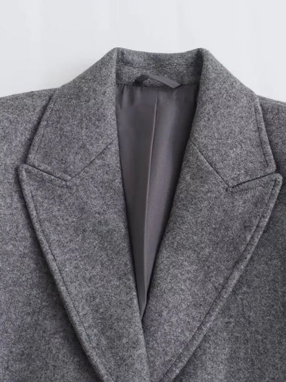 TRAF femmes 2024 automne nouvelle mode Tongle Style coupe ajustée longue manteau décontracté Chic revers bouton à manches longues manteau vêtements d'extérieur Mujer