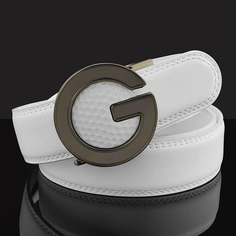 Ceinture de Golf blanche pour hommes, Texture cuir, coiffeur, boucle automatique, Simple, haute qualité, décontractée, pantalon pour jeunes