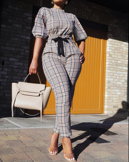 ChimStreet-Ensemble de pantalons décontractés pour femmes, manches ChimSeven, imprimé à la mode, taille à lacets, vêtements de printemps et d'automne, nouveau