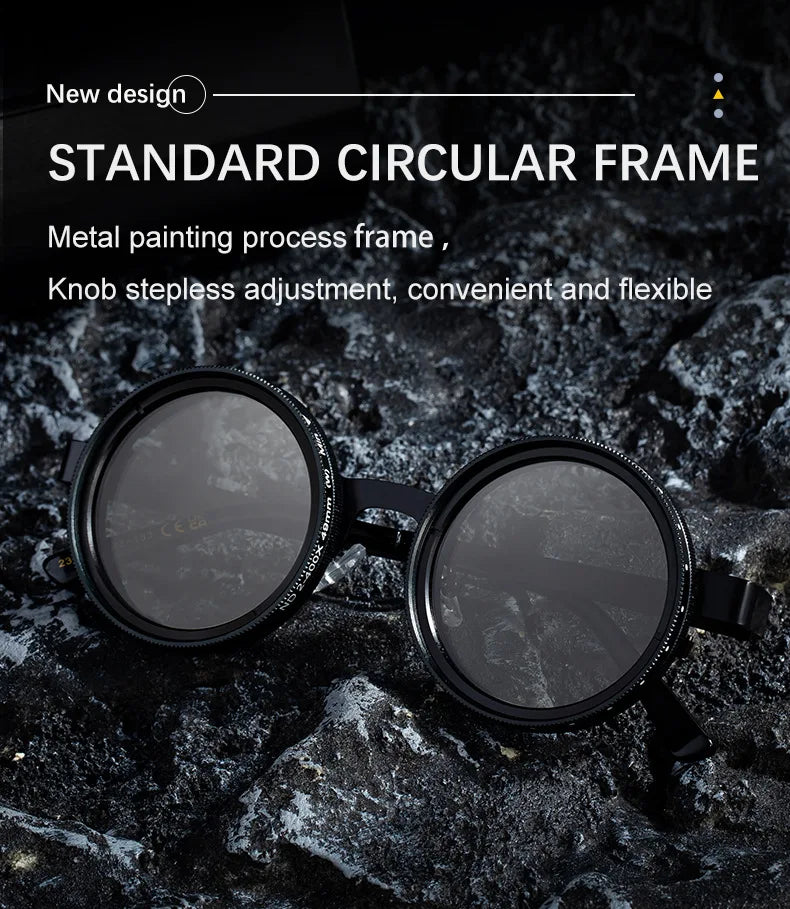 ND2-400 9 niveaux réglable gradation lunettes de soleil polarisées hommes femmes pêche Punk lunettes rondes conduite lunettes ND filtre