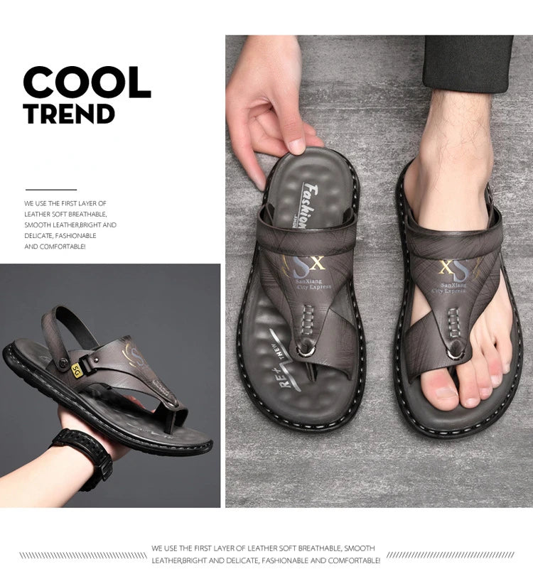 Marque hommes sandales été à semelles souples anti-dérapant chaussures de plage mâle en plein air confortable hommes pantoufles de luxe de haute qualité sandalias