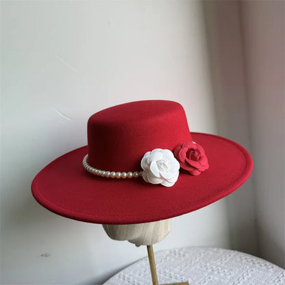 Chapeau Fedora de Style français pour femmes, chapeau en feutre à bord large de 10CM, Derby d'hiver et d'automne, chapeaux de Jazz de mariage