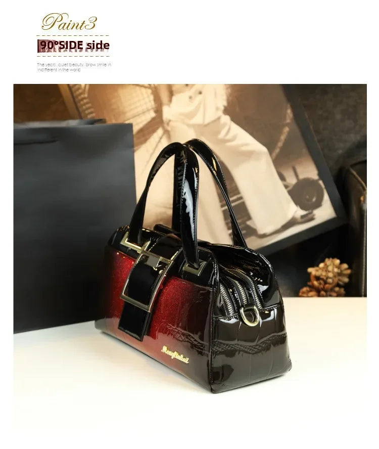 Sac à main multicouche en cuir souple pour femme, motif crocodile, coussin Boston, mères d'âge moyen, initié unique, nouveau, 2024