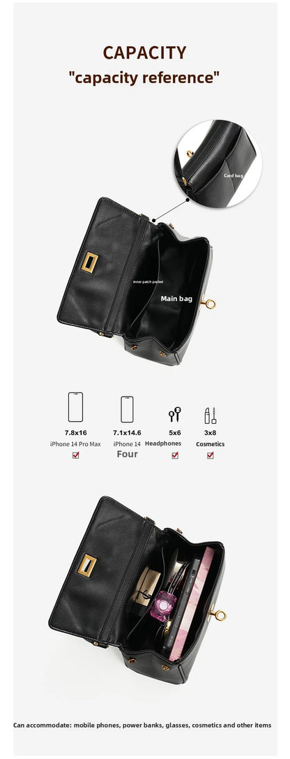 Sac à bandoulière en cuir de vache pour femmes, avec chaîne, petit Design, sac à main haut de gamme pour employés de bureau, accessoire de mode à bandoulière unique