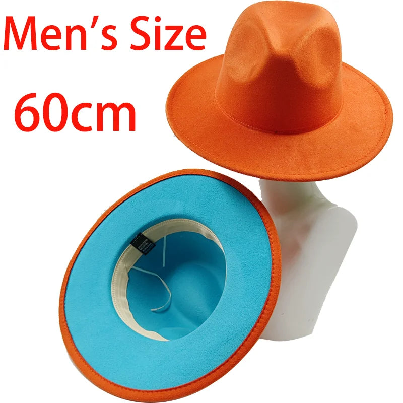 Chapeau Fedora à larges bords pour hommes et femmes, chapeau en feutre ander, chapeau d'église, laine douce, grande taille, DN, britannique, 60cm