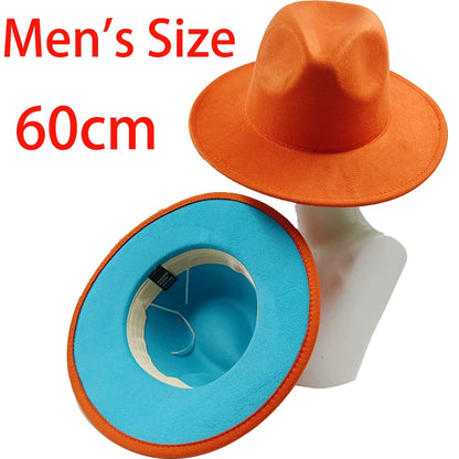 Chapeau Fedora à larges bords pour hommes et femmes, chapeau en feutre ander, chapeau d'église, laine douce, grande taille, DN, britannique, 60cm