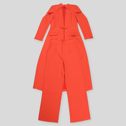 Ensemble femme manches longues x-long Blazer manteau + pantalon Long costume 2025 printemps Streetwear deux 2 pièces ensemble afrique OL tenues de travail