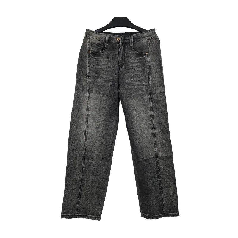 Pantalon en jean Baggy à jambe droite pour hommes |   Jean d'affaires décontracté coupe large et ample pour le style toutes saisons printemps/automne