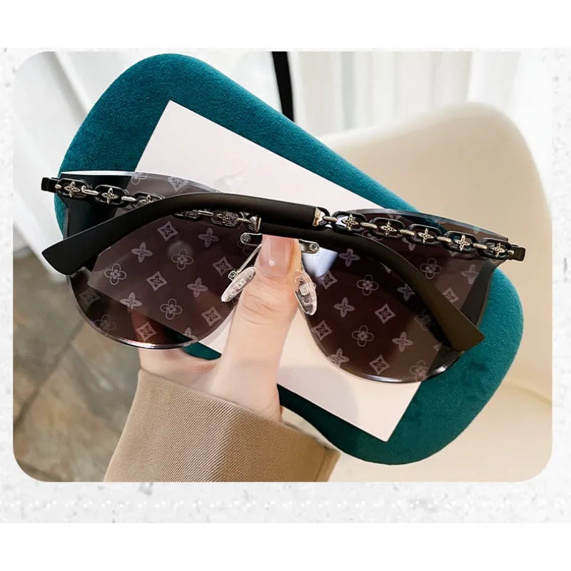 Nouvelle mode sans cadre bord de coupe lettre Style haut de gamme petit parfum femmes lunettes de soleil lunettes de soleil lunettes de soleil