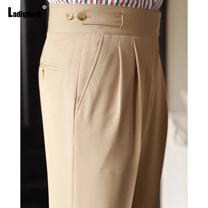 2025 hommes Stand poche mode Naple pantalon solide blanc kaki pantalon hommes élégant pantalon droit mâle cheville longueur bas nouveau