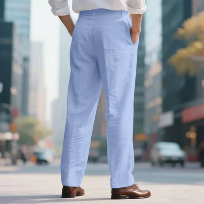 BERAKAH SUPRÊME – pantalon de costume décontracté en lin pour hommes, couleur unie, nouvelle mode, pantalon de plage à jambes larges, européen et américain