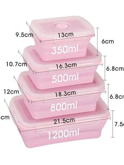 Conteneurs de stockage des aliments pliables 4PS avec couvercles et évent, ensemble de conteneurs de préparation des repas pliables en Silicone empilables de cuisine pour