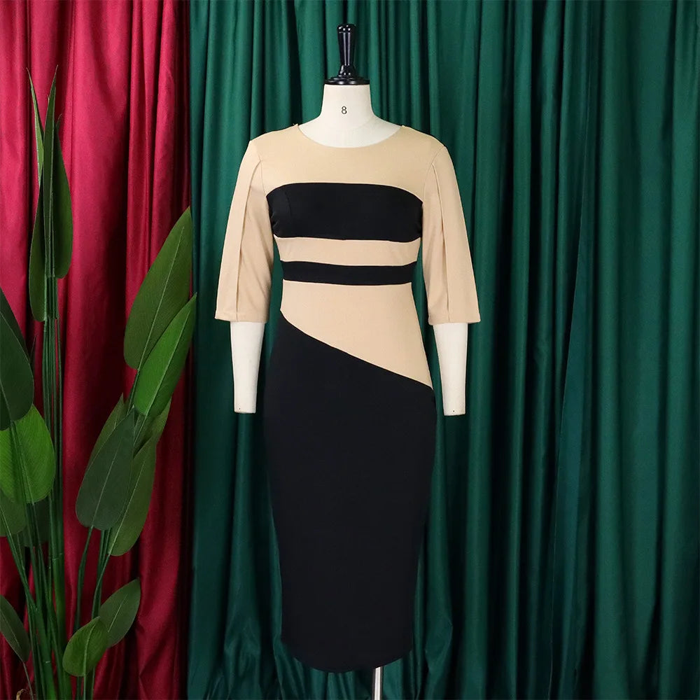 Robes d'église élégantes pour femmes, nouvel arrivage, mode deux couleurs, Patchwork, ajustées, longueur aux genoux, robe africaine formelle, 2023