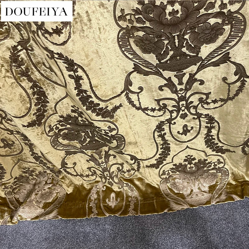 Rideaux occultants de luxe en feuille de velours de soie, estampage doré, pour salon, chambre à coucher, salle à manger, Nature, taille verticale personnalisée, Tulle blanc