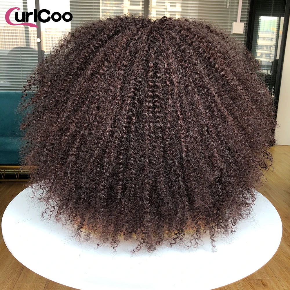 Perruque bouclée avec frange, perruque Afro bouclée pour femmes noires, perruque longue et moelleuse en Fiber synthétique pour fête quotidienne, Cosplay