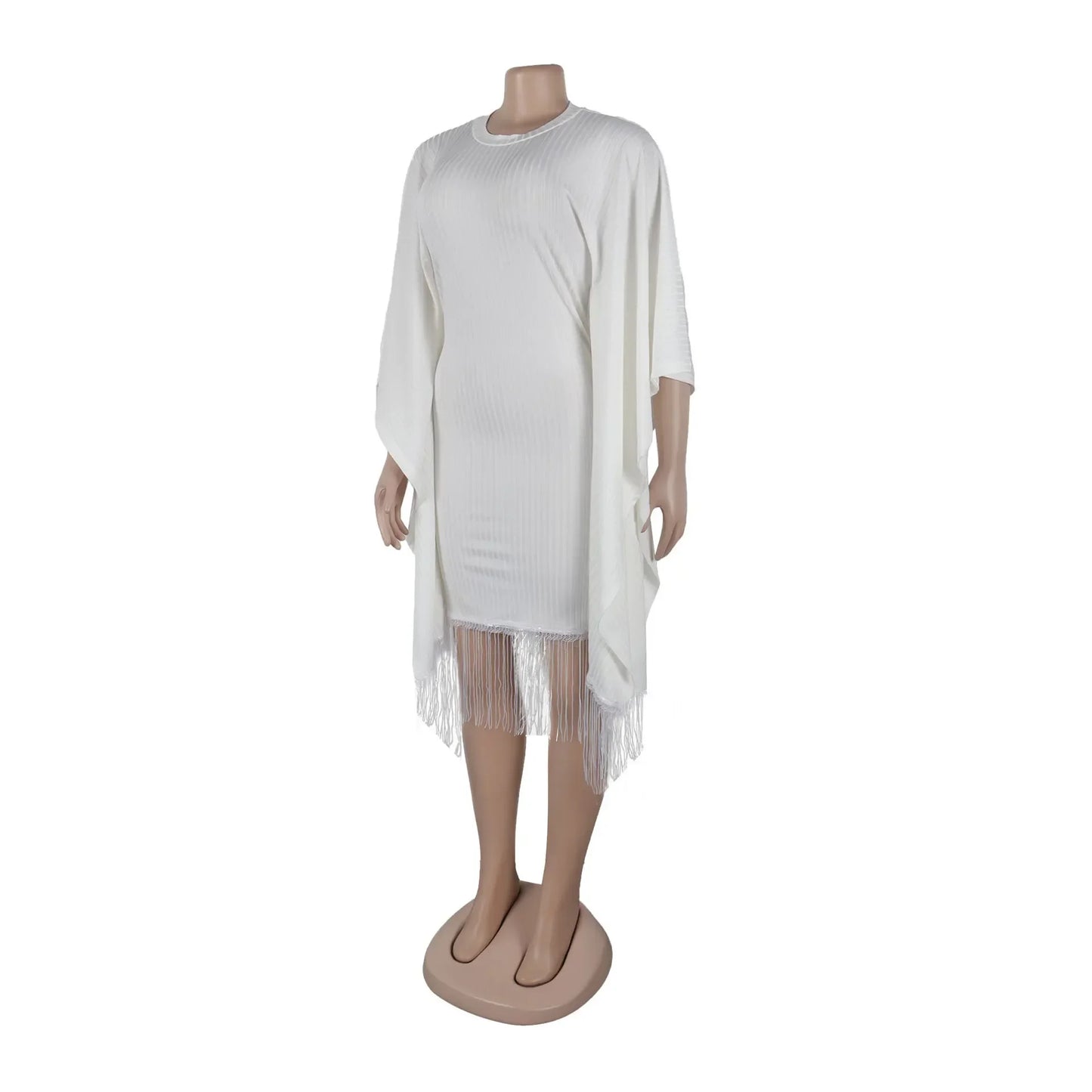 Robe mi-longue à pampilles en polyester à manches 3/4 pour femmes, tenues africaines élégantes, vêtements africains