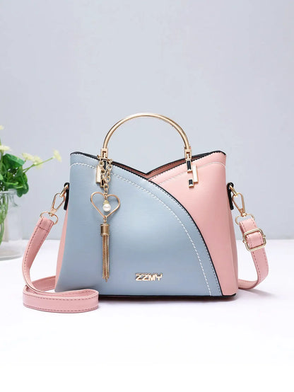 Sac à main de grande capacité pour femmes, sac à bandoulière polyvalent et décontracté, blocage de couleur, épissage à la mode