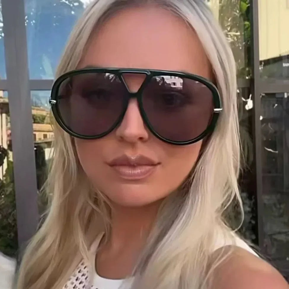 Marque de luxe concepteur surdimensionné pilote lunettes de soleil femmes pour hommes 2025 populaire Vintage lunettes de soleil Punk Double pont lunettes