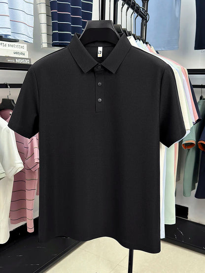 2025 Chemise polo gaufrée sportive pour hommes |   Tailles supérieures de Tennis de Golf évacuant l'humidité S-5XL, boutons-pression, antibactérien 7A de haute qualité