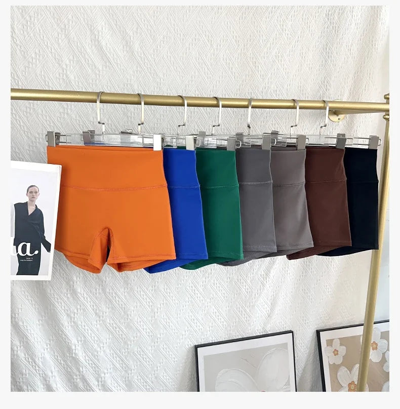 Short de motard de sport pour femmes, sensation nue, taille haute, Yoga, Push Up, Leggings de Fitness, contrôle du ventre, Slim