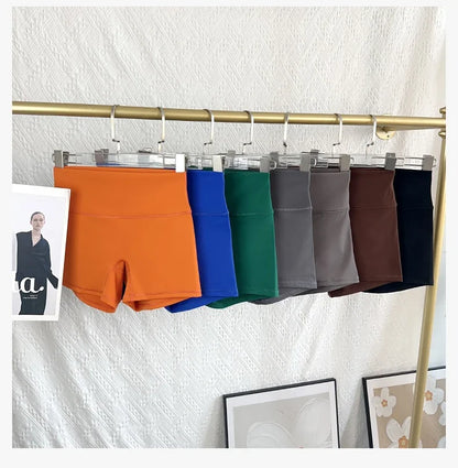 Short de motard de sport pour femmes, sensation nue, taille haute, Yoga, Push Up, Leggings de Fitness, contrôle du ventre, Slim