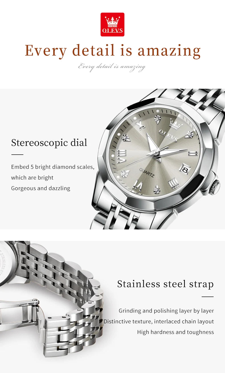 OLEVS 9931 montres pour femmes élégantes marque de luxe montre à Quartz originale pour dame étanche en acier inoxydable Date lumineuse