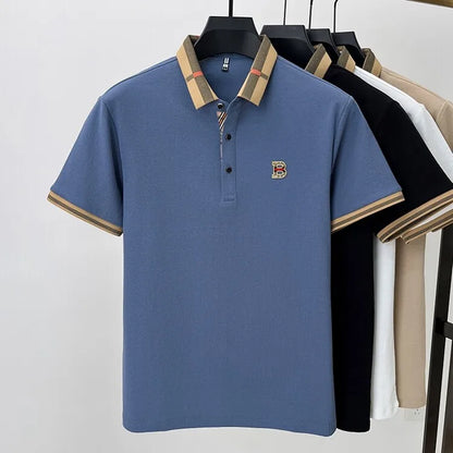 Marque de luxe logo polo à manches courtes hommes été nouveau haut de gamme en soie coton respirant Paul T-shirt mode décontracté vêtements pour hommes