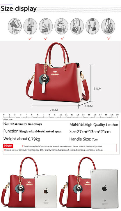 Sacs à bandoulière de marque pour femmes, fourre-tout de grande capacité à 3 couches, sac à main en cuir de bonne qualité de luxe de styliste, nouvelle collection 2024