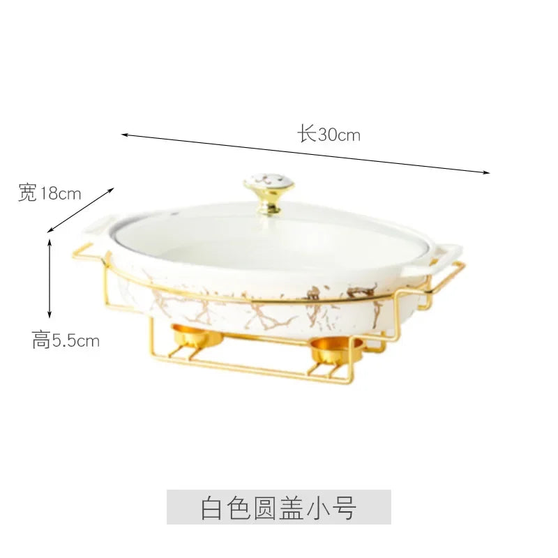 Vaisselle de visionneuse naren céramique nordique, casserole binaurale domestique, pot à soupe, hôtel, restaurant, ensemble de supports de pot chauffant à bougie