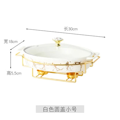 Vaisselle de visionneuse naren céramique nordique, casserole binaurale domestique, pot à soupe, hôtel, restaurant, ensemble de supports de pot chauffant à bougie