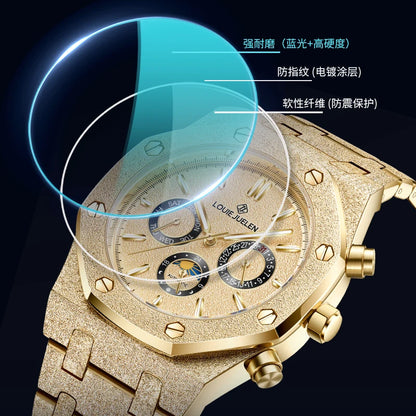 LOUIE JUELEN nouveaux hommes montre haut de gamme de luxe mécanique automatique en acier inoxydable étanche lune montre lumineuse montre-bracelet horloge