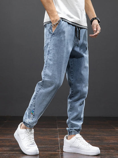 Printemps été noir bleu Cargo Jean hommes Streetwear Denim survêtement pantalon hommes Baggy Harem Jean pantalon grande taille