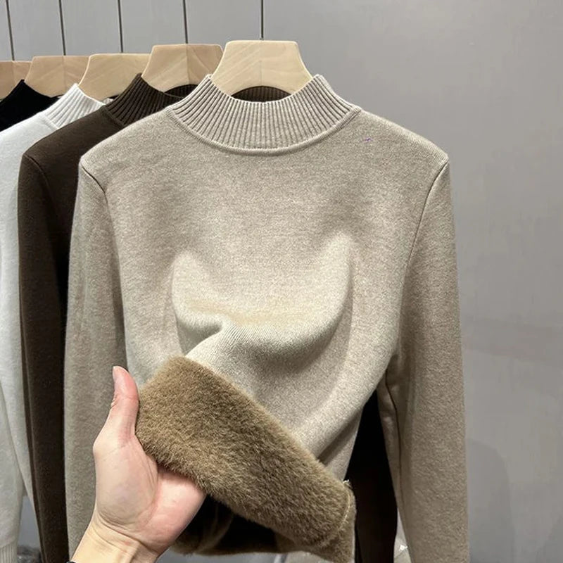 Pull en velours à manches longues pour femmes, pull optique, pull basique, vêtements décontractés, automne et hiver, nouvelle mode