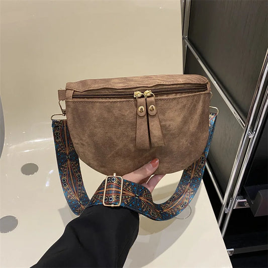 Hobo – sacoche de couleur unie pour femmes, sac de poitrine de luxe de styliste, sacs de taille en cuir PU à large sangle, sac à bandoulière fantaisie à la mode