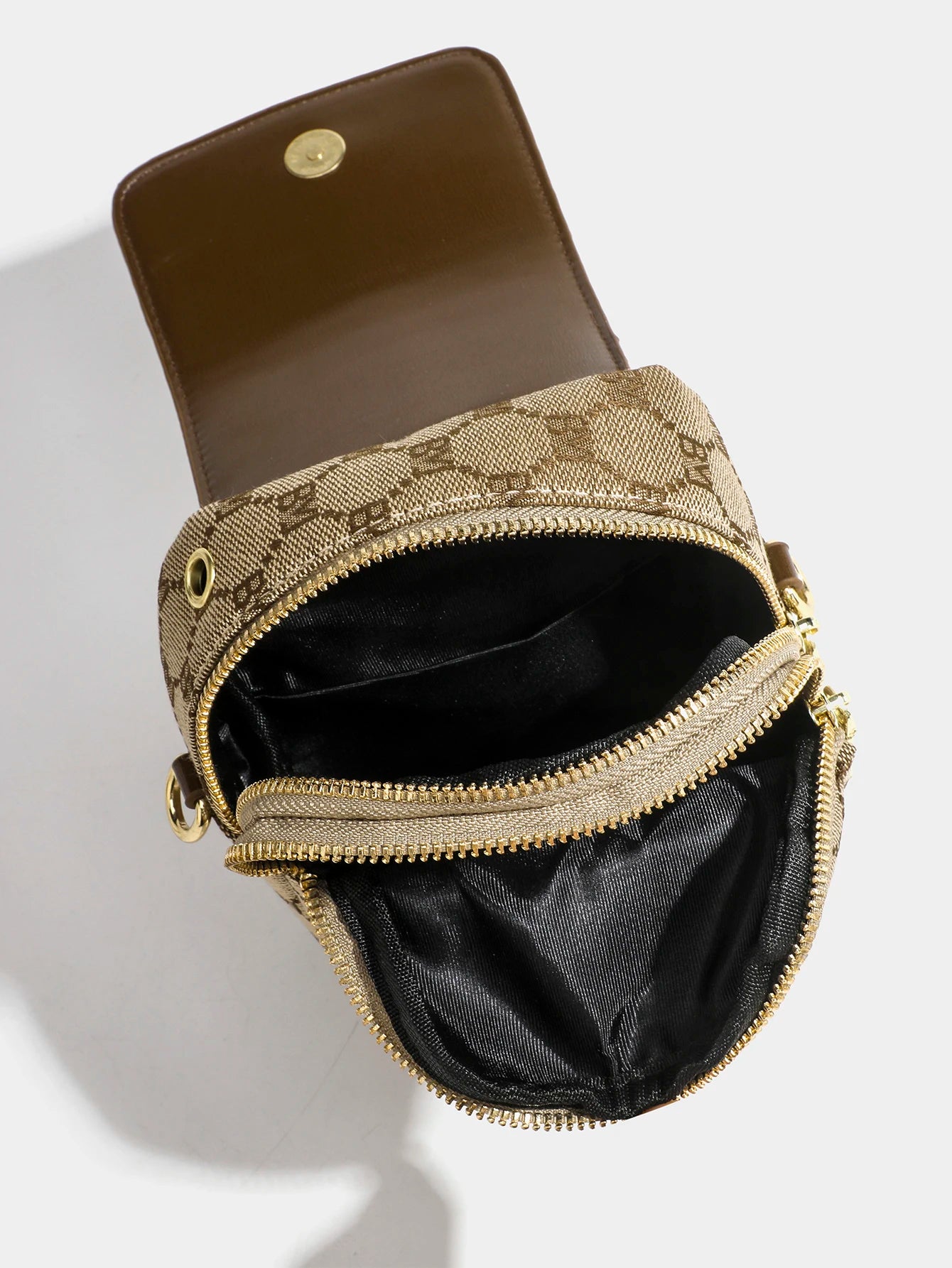 Petit sac rond à croix diagonale à carreaux pour femmes, sac à bandoulière rétro contrasté