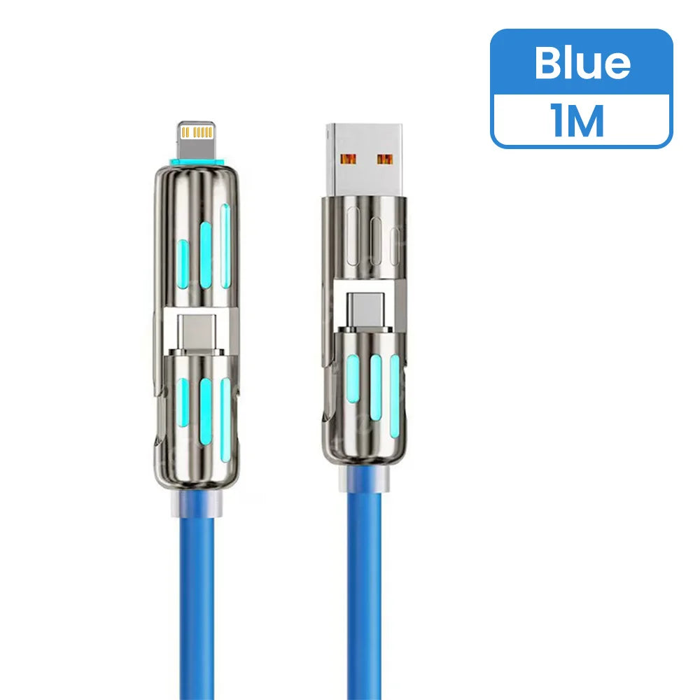 Câble de charge rapide USB vers Type C 4 en 1, 240W, PD3.0, transfert de données haute vitesse, pour iPhone 1514, Samsung, Xiaomi, HUAWEI