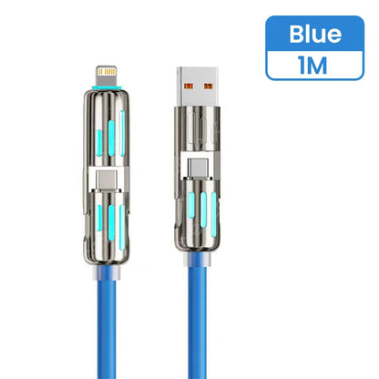 Câble de charge rapide USB vers Type C 4 en 1, 240W, PD3.0, transfert de données haute vitesse, pour iPhone 1514, Samsung, Xiaomi, HUAWEI