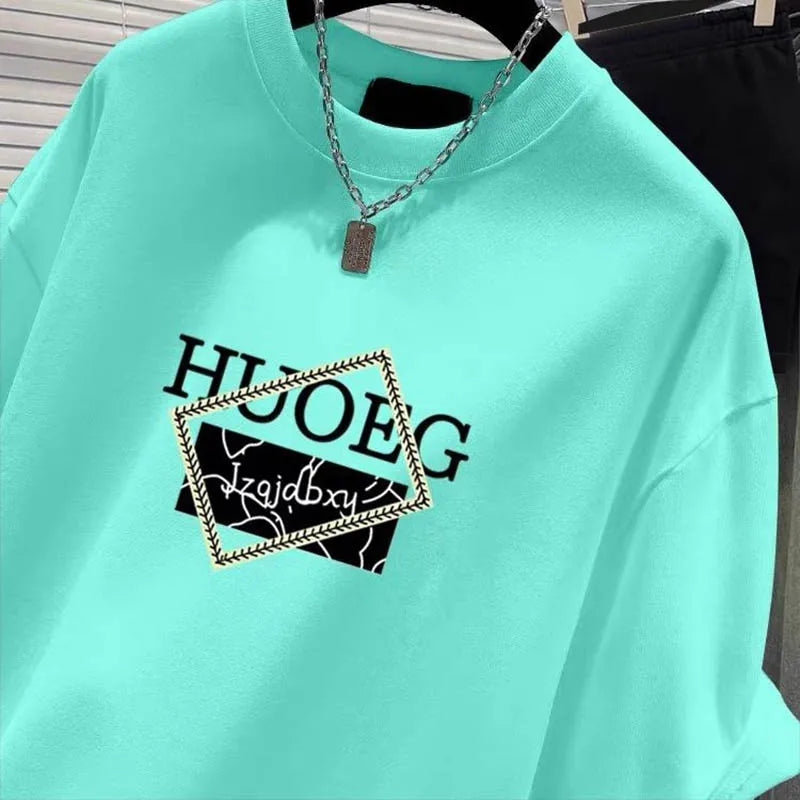 T-shirt à manches courtes en pur coton de style européen pour femmes, vêtements d'été décontractés, haut imprimé à col rond, pull basique pour femme