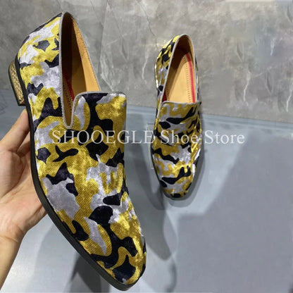 Mocassins en daim à imprimé léopard pour hommes, chaussures décontractées en cuir, chaussures simples, robe d'affaires, bureau, mariage, printemps, été