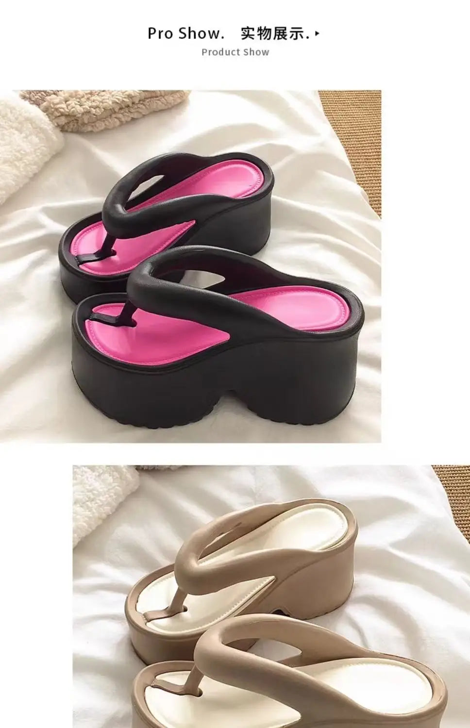 Tongs compensées à Clip pour femmes, sandales de plage à plateforme épaisse, semelle épaisse, pantoufles Eva à talons hauts, été 2025