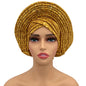 Paillettes Autogele Turban casquette pour femmes prêt africain Auto Gele casque Nigeria mariage Geles femme bandeau dame casque