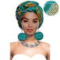 Turbans - bandeaux africains pour femme foulard africain couvre-chef nigérian avec boucle d'oreille assortie Dashiki Ankara cire S20H004