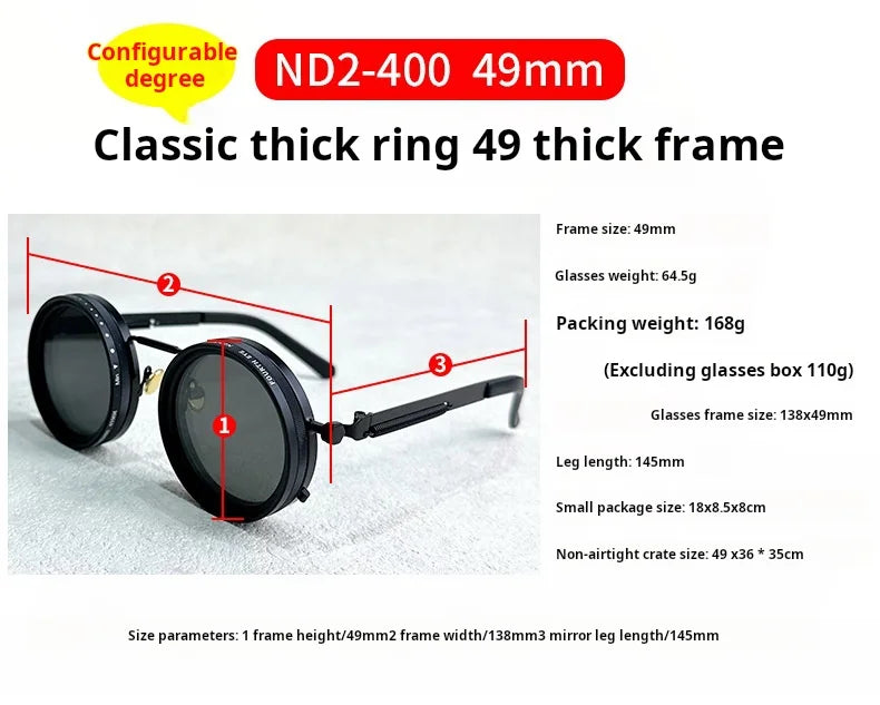 Lunettes de soleil de pêche à gradation réglable à 9 niveaux ND2-400 lunettes de soleil polarisées UV anti UV filtre ND avec ensemble de étuis à lunettes